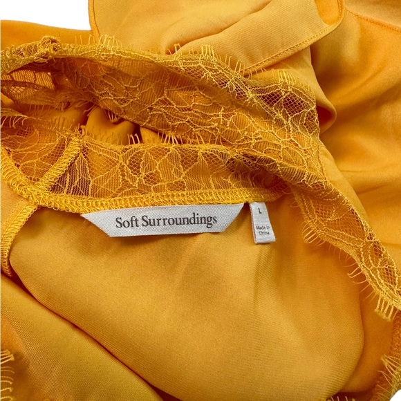 Soft Surroundings Baja Tunic in Artisan Gold Orange Lace Edge Blouse Size Large - Picture 13 of 17